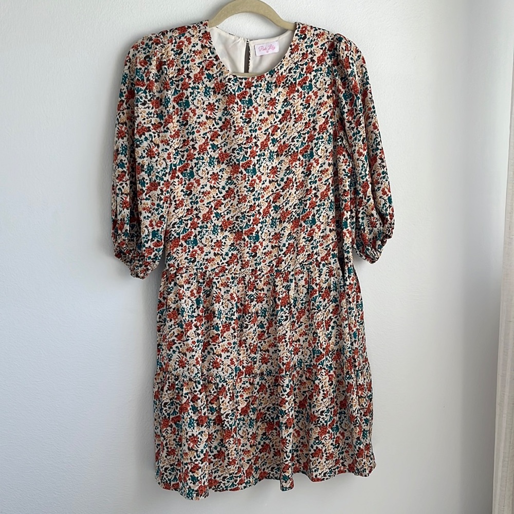 Pink Lily cream colored floral dress
